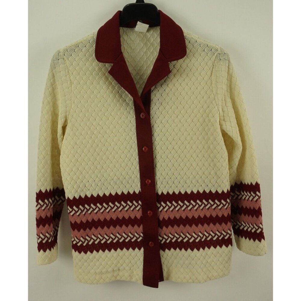 Vintage 1970's Men's 42 Large Open Collar Loose Knit Button Up Beach Camp Shirt